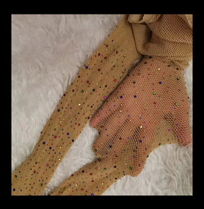Colourful Mesh Rhinestone Stockings