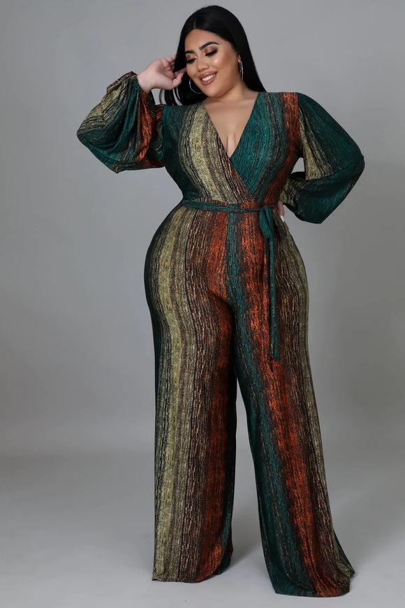 Muti Print Jumpsuit Plus Size