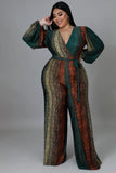 Muti Print Jumpsuit Plus Size